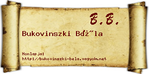 Bukovinszki Béla névjegykártya